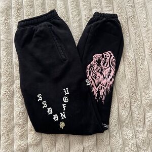 Darc Sport Black Joggers with Pink and White Graphics